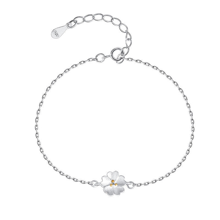 Silberarmband 925 mit Blütenanhänger, zartes Kettenarmband elegant.