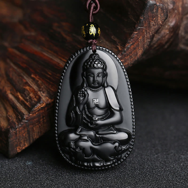 Obsidian Anhänger Buddha Kette Geburtsbuddha Schmuck