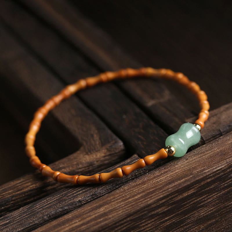 Armband Grüner Aventurin Bambus – Glück mit braunen Holzperlen elegant