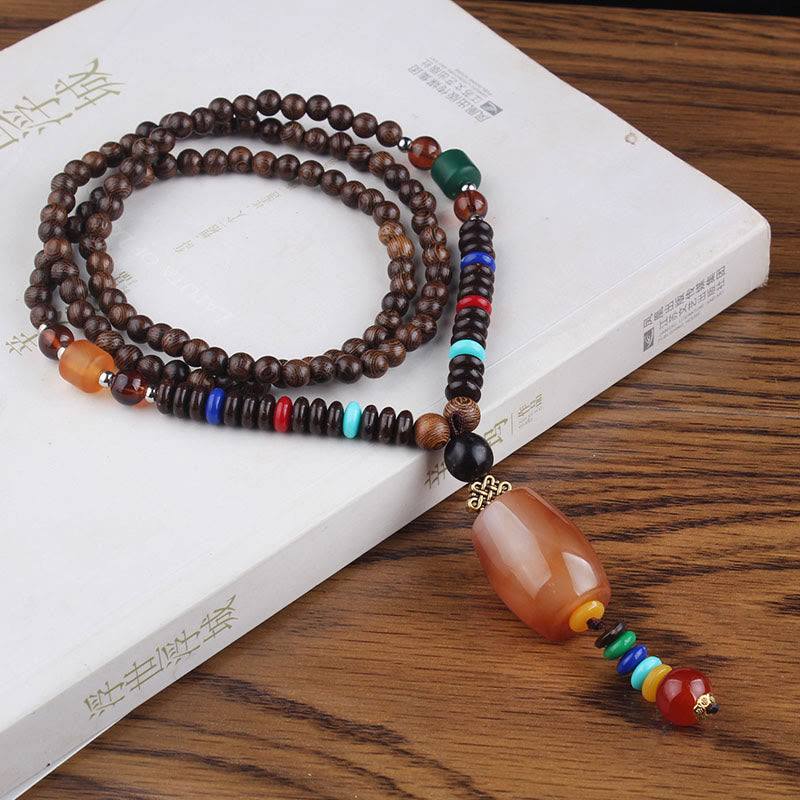 Anhänger Kette Tibetischer Bodhi Achat Harmonie Gebetskette