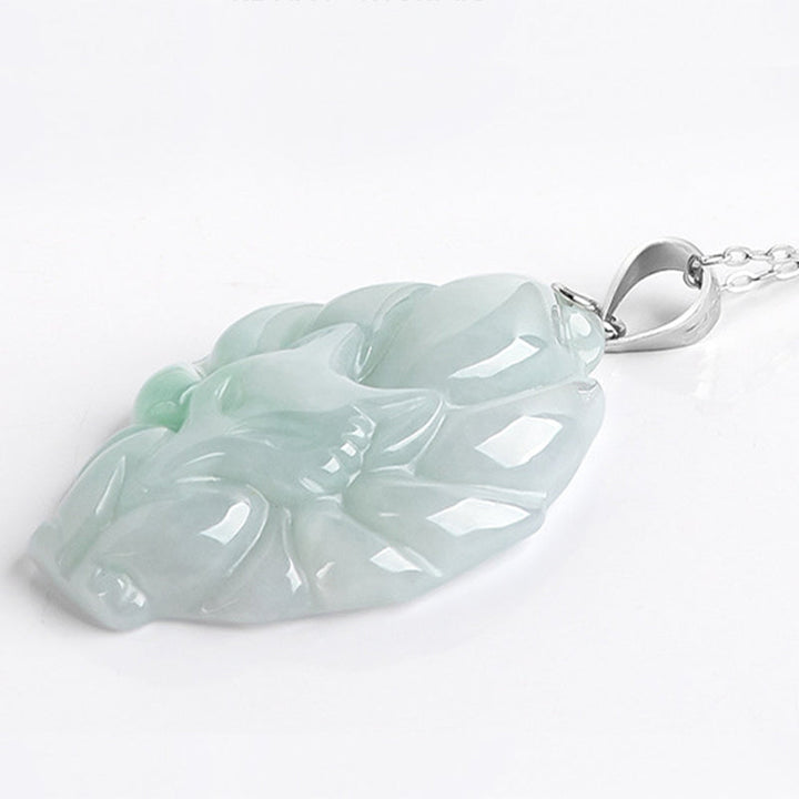 Jade Kette Blatt Anhänger grün Naturstein