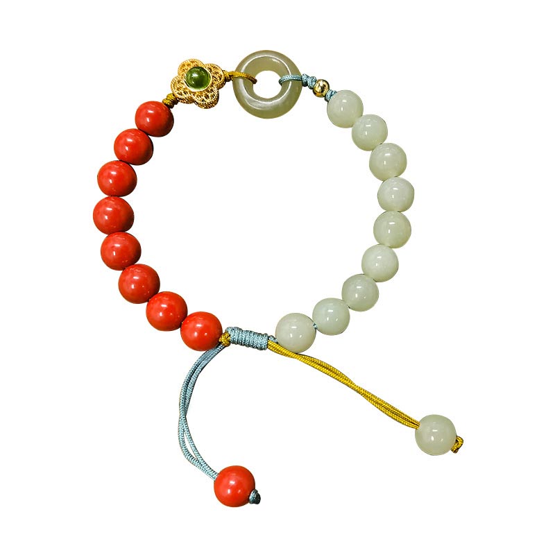 Armband Zinnober Jade – Segen Energie rote grüne Perlen Naturstein elastisch