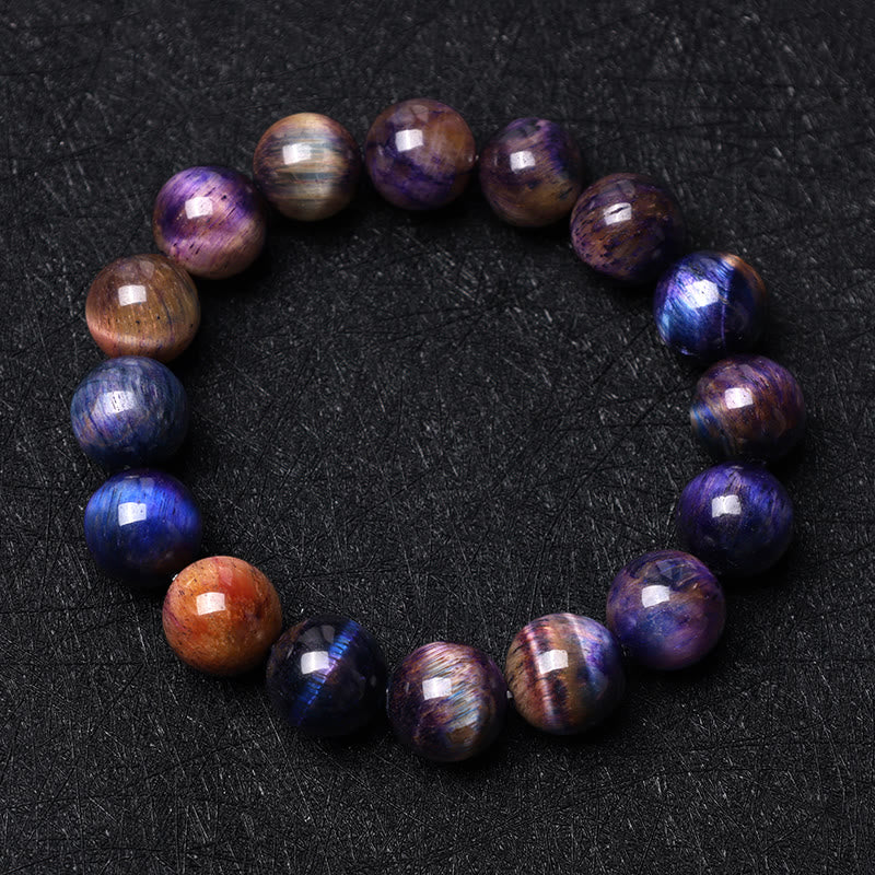 Tigerauge Armband mit facettierten Perlen in Blau und Braun Naturstein