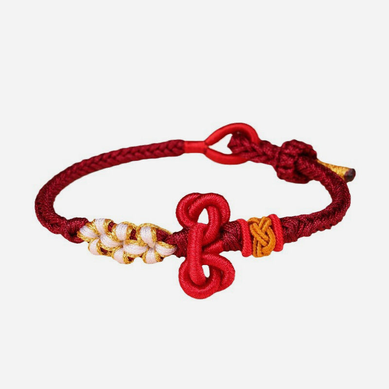 Rotes Armband – Glück & Stärke & Balance mit goldenen Perlen elastisch
