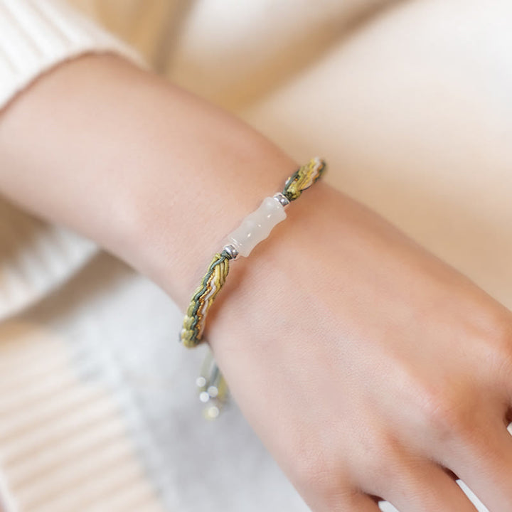 Armband Weiße Jade Bambus am Handgelenk, elegantes Design Glück Wohlstand