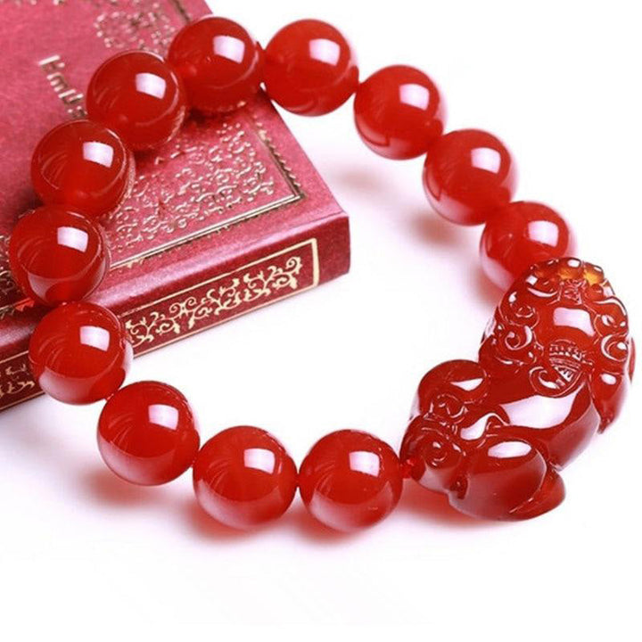 Armband Roter Achat Pixiu - Wohlstand