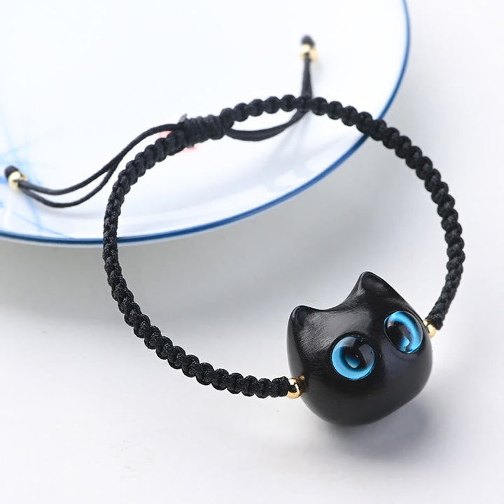 Armband Sandelholz Ebenholz Katze – Schutz & Ruhe – Bild 2