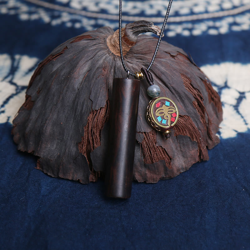 Dzi Anhänger Ebenholz Kette Tibetisch Meditation