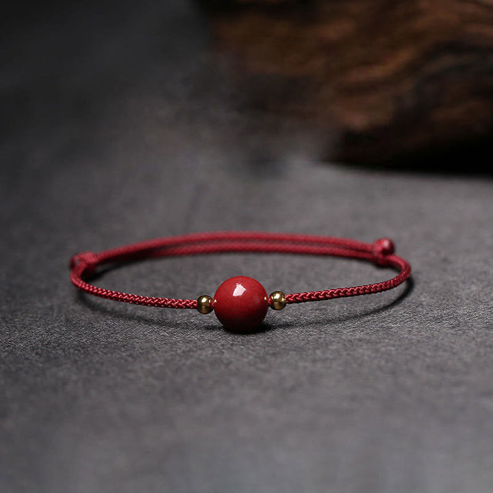 Rotes Armband Zinnober – Glück & Segen mit Naturstein Flachansicht