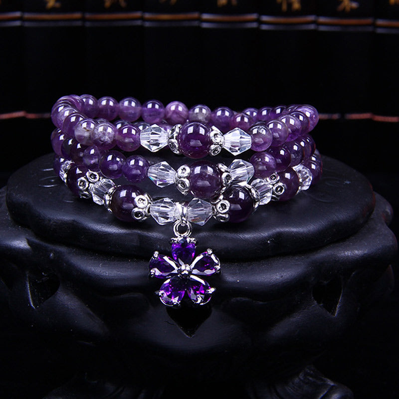 Armband Amethyst – Segen mit Blütenanhänger elegantes Schmuckstück