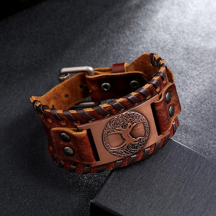 Armband Lebensbaum Leder Braun Vintage - Balance