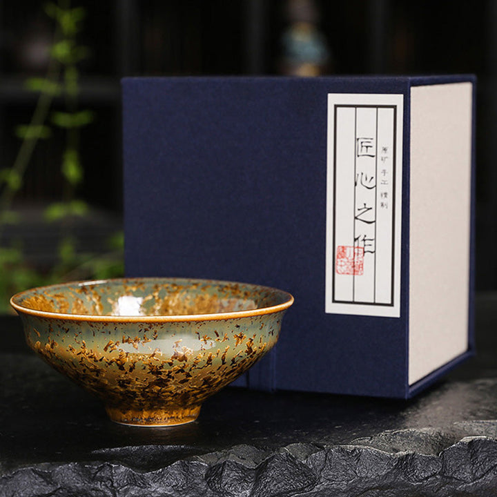 Matcha Schale Keramik Braun Bunt 125 ml mit Geschenkbox
