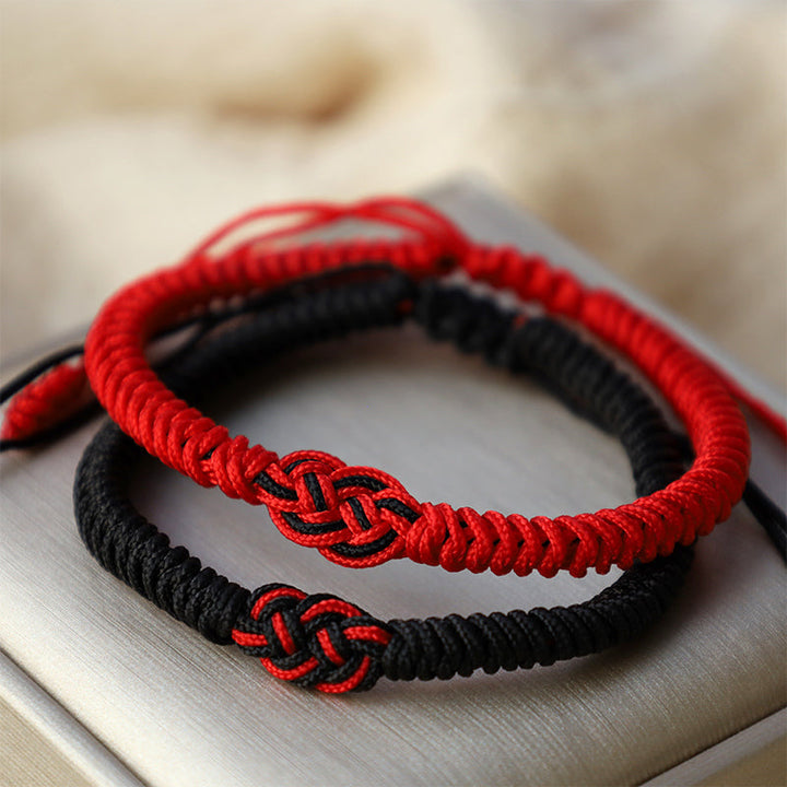 Armband Rot Schwarz Chinesischer Knoten - Schutz