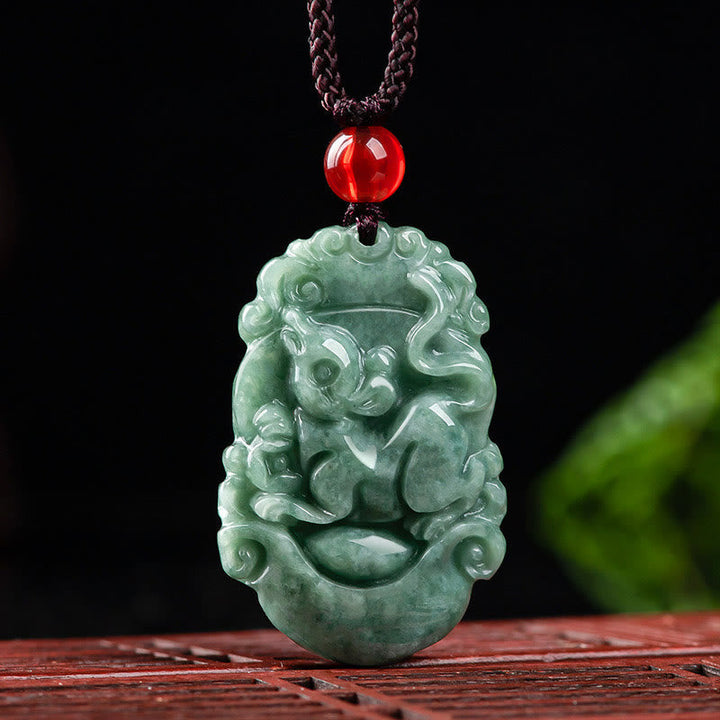 Kette Jade Chinesischer Tierkreis – Wohlstand & Fokus – Bild 7 – Jade Kette Chinesischer Tierkreis Anhänger grüner Naturstein Wohlstand Fokus