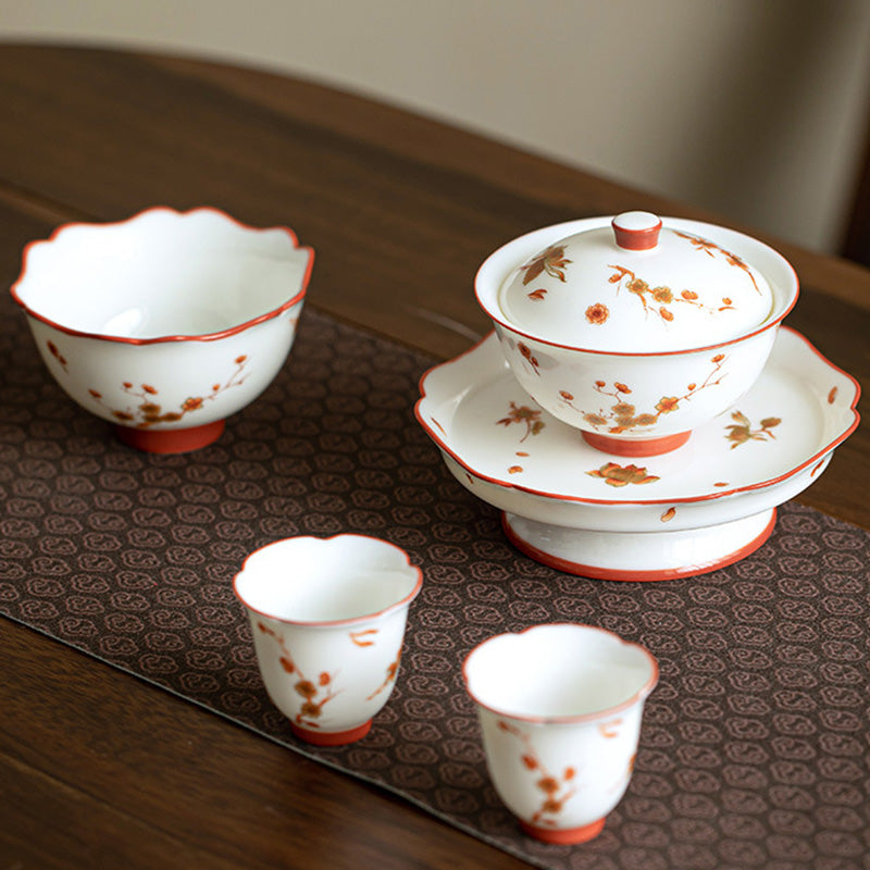 Teetasse Mit Deckel Gaiwan Porzellan Blüten Gaiwan Teetassen-Set