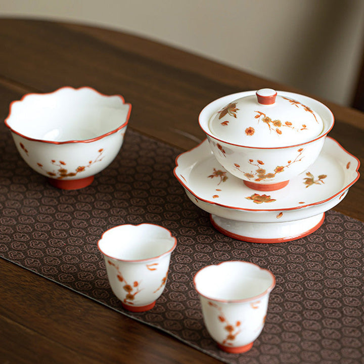 Teetasse Mit Deckel Gaiwan Porzellan Blüten Gaiwan Teetassen-Set