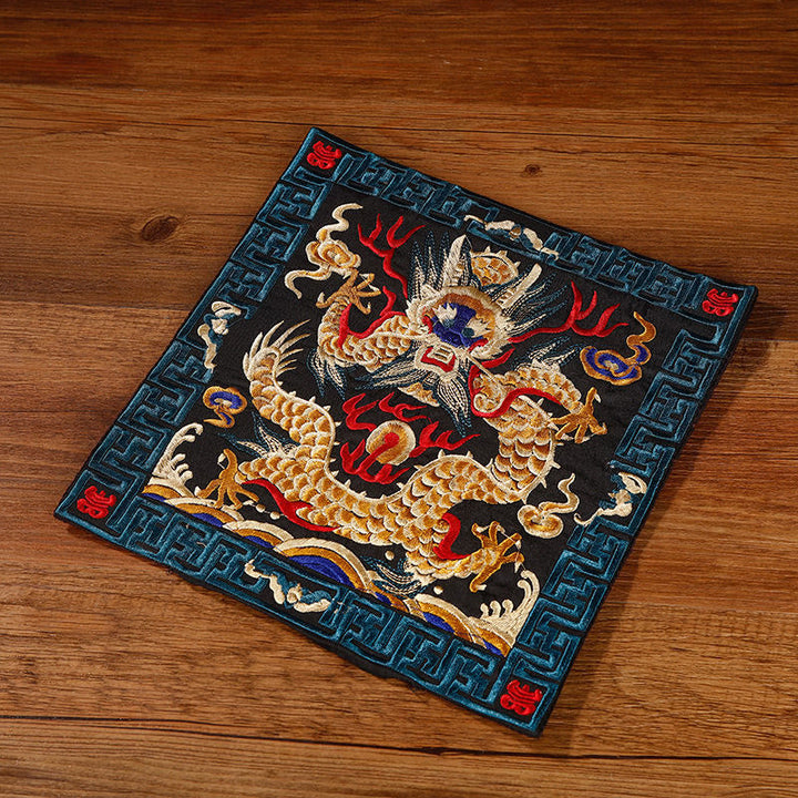 Tee Untersetzer Kranich Phönix Drache Kirin Schwarz-Goldener Drache