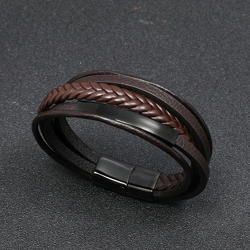 Armband Leder Titanstahl Minimalistisch - Glück