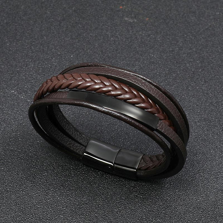 Armband Leder Titanstahl Minimalistisch - Glück