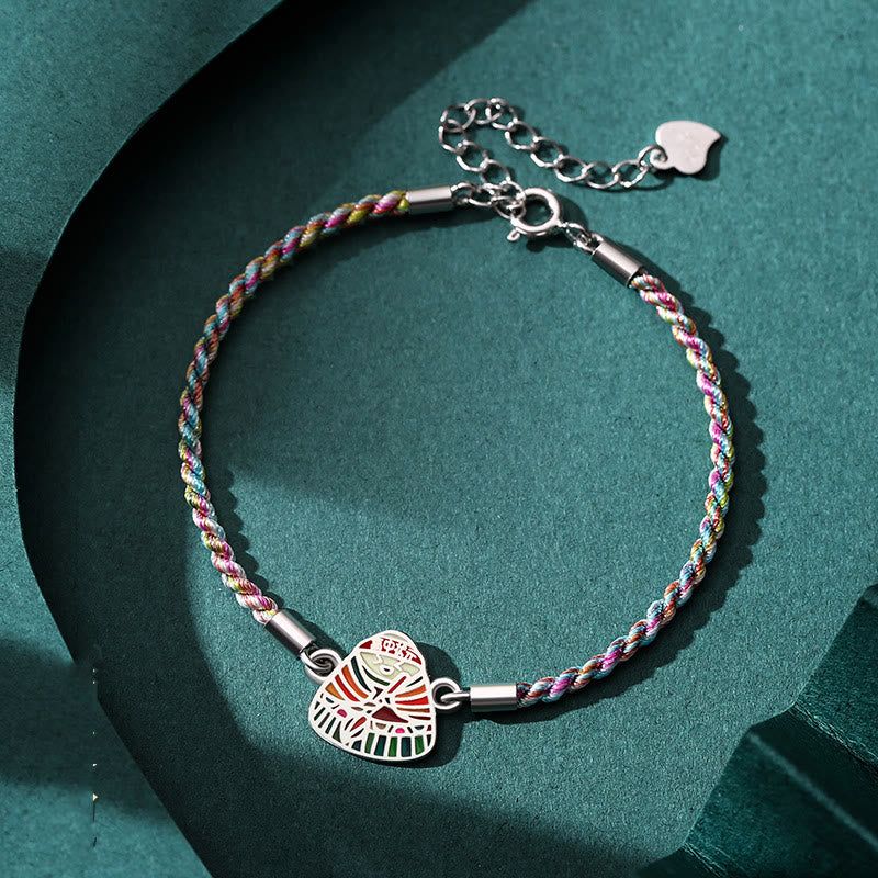 Buntes Armband 925 Silber mit ägyptischem Pharao-Anhänger Glück Energie