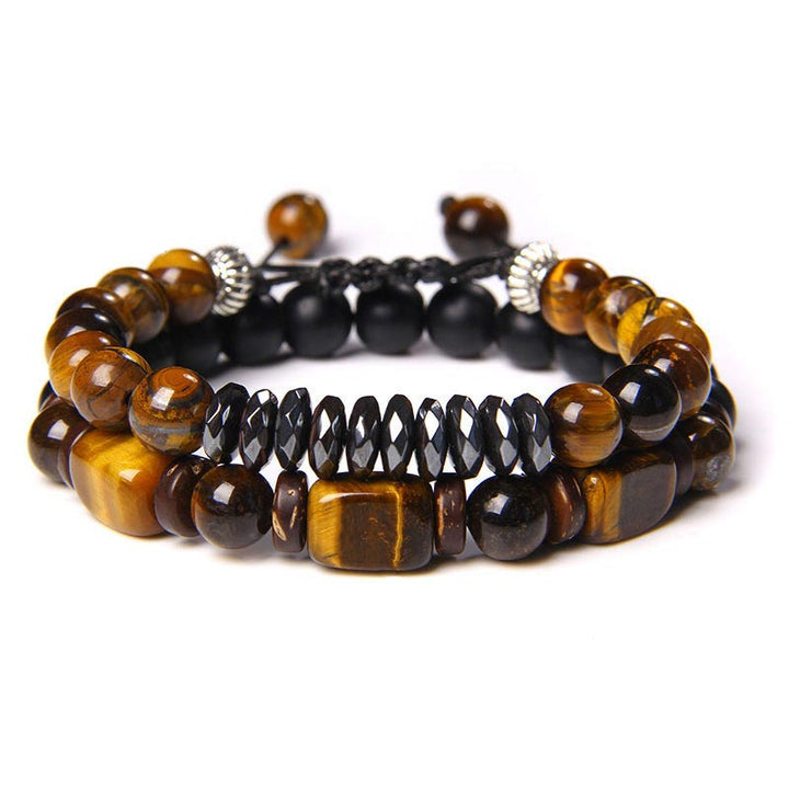 Armband Tigerauge Hämatit – Mut elastisch Naturstein glänzend