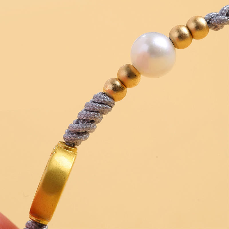 Armband Kupfer Perle – Glück elegantes Design Naturstein grau golden
