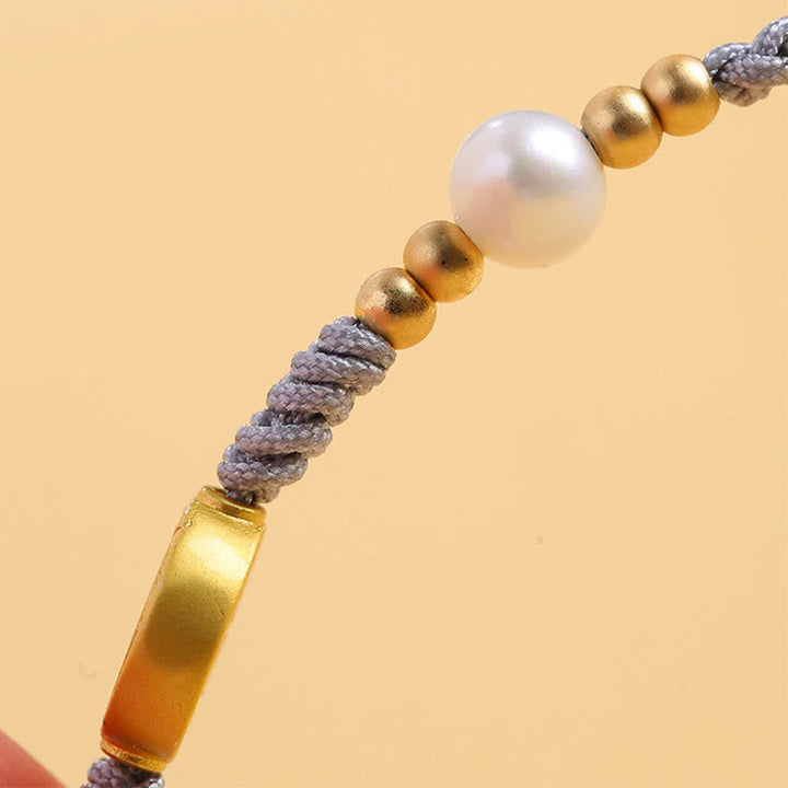 Armband Kupfer Perle – Glück elegantes Design Naturstein grau golden
