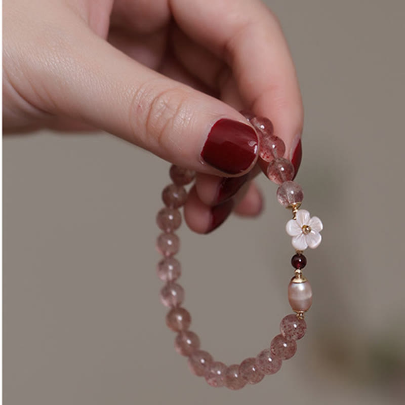 Armband Erdbeerquarz Pfirsichblüte – Liebe