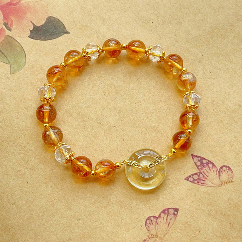 Armband Citrin Kristall Frieden Wohlstand bernsteinfarben glänzend elegant