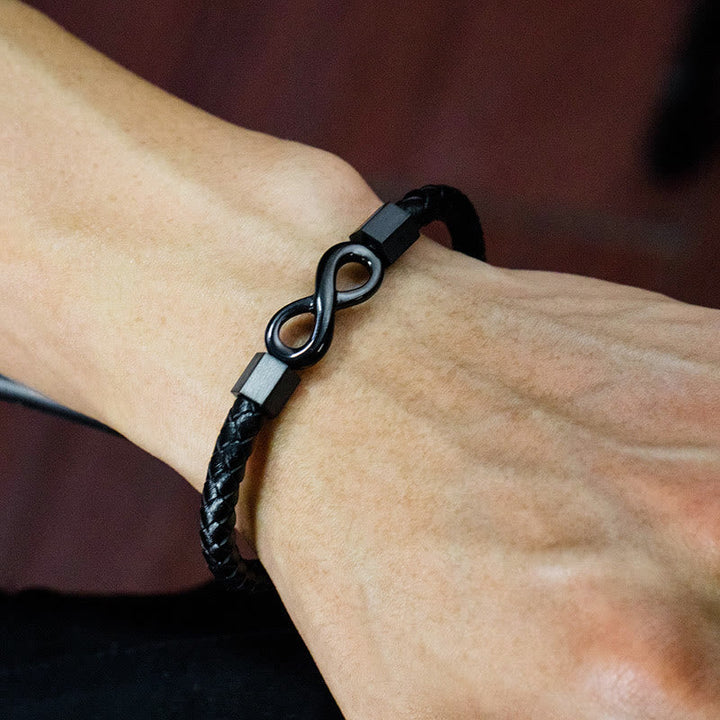 Armband Unendlicher Titanstahl Leder Balance