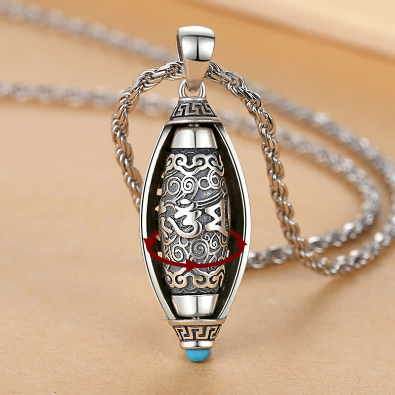 Silber Kette Tibet Om Mani Padme Hum Anhänger Schutz Kraft