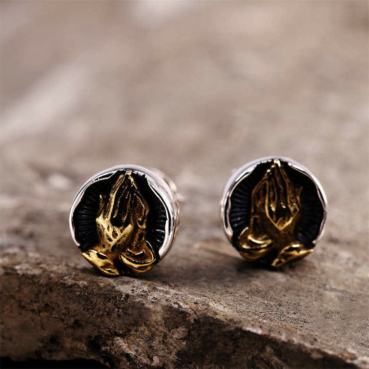 Namaste Ohrringe Sterlingsilber goldene betende Hände Boho Schmuck spirituell