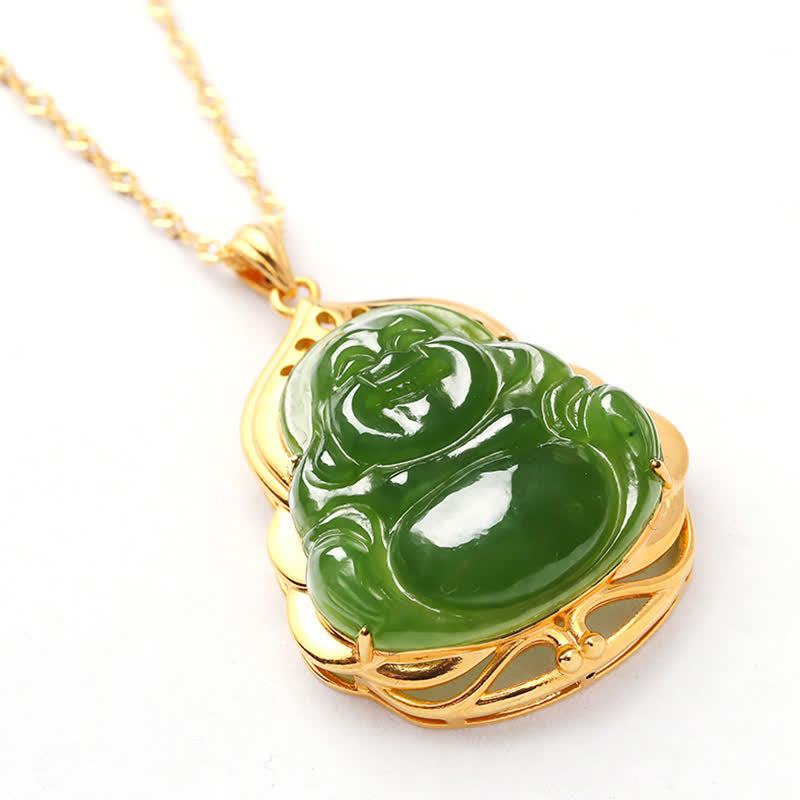 Buddha Jade Anhänger Grün Glück Schutz – Kette
