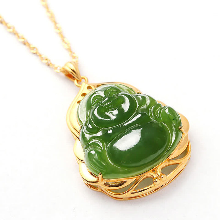 Buddha Jade Anhänger Grün Glück Schutz – Kette