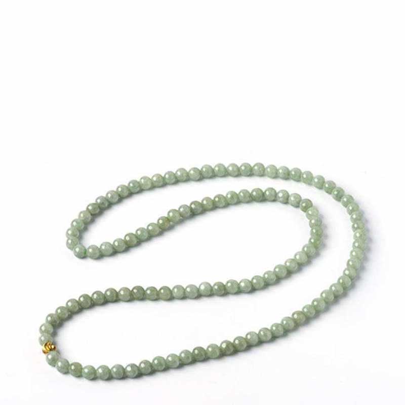 Jade Mala 108 Perlen Glück Halskette grüne Naturstein Perlen Gold Verschluss