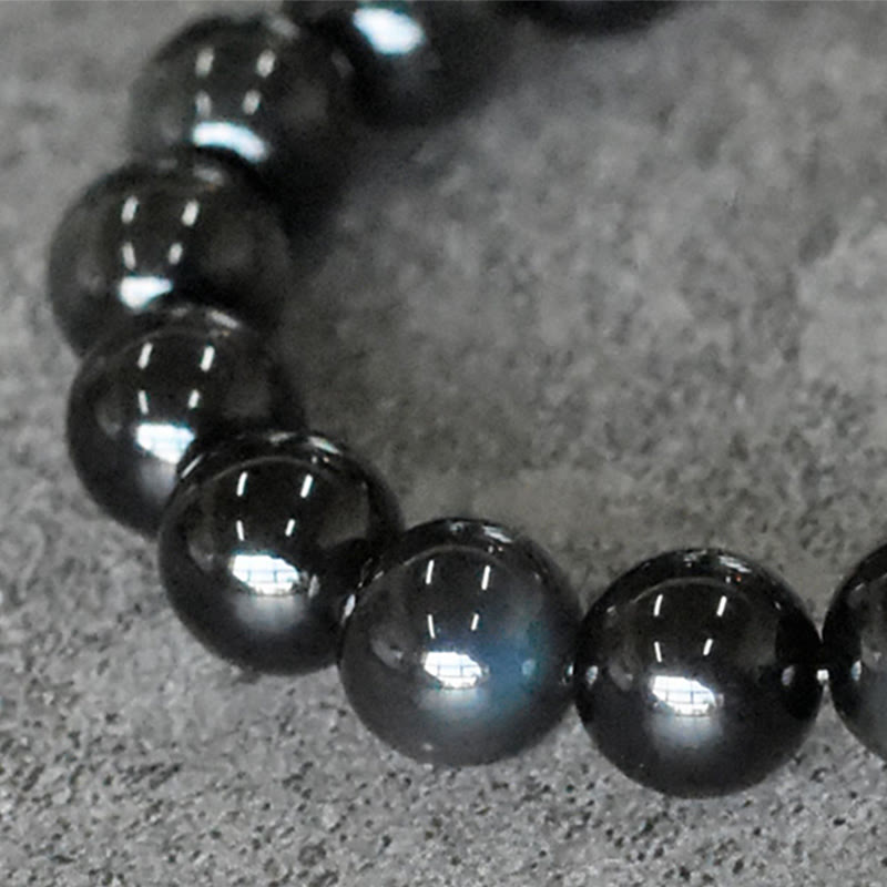 Armband Obsidian Kupfer – Energie schwarze glänzende Perlen Naturstein