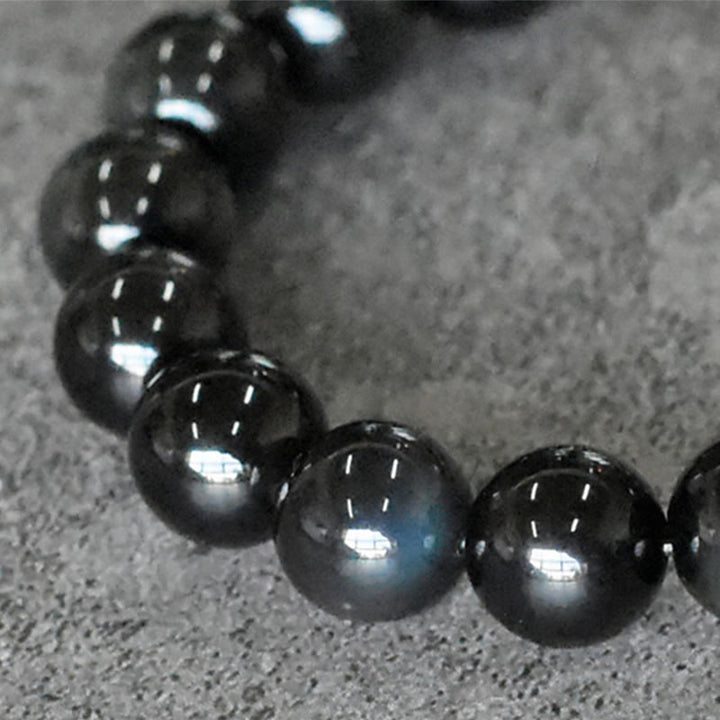 Armband Obsidian Kupfer – Energie schwarze glänzende Perlen Naturstein