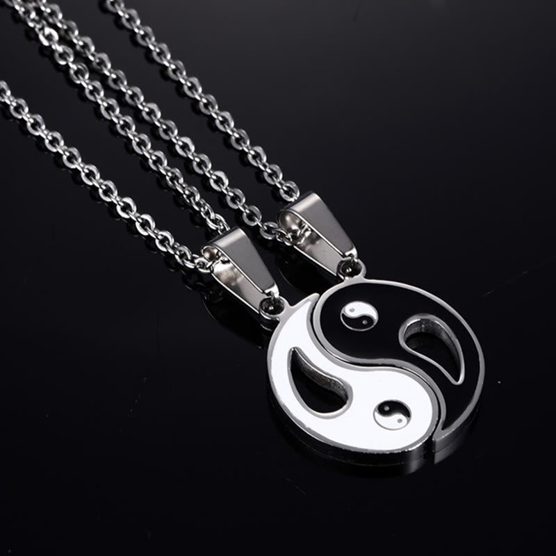Kette Yin Yang Stein – Bild 11 – Silberne Kette Yin Yang Anhänger Paar Halsketten Schwarz Weiß