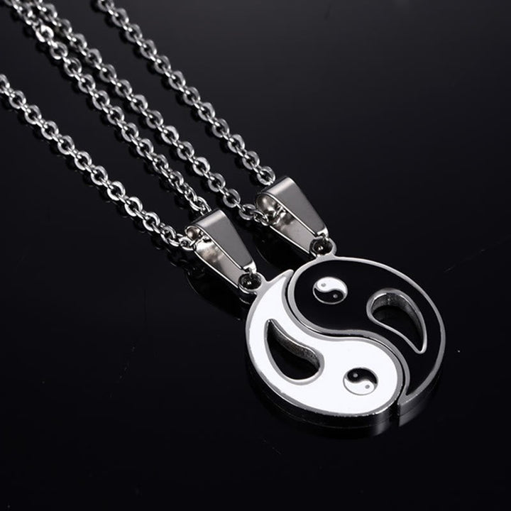 Kette Yin Yang Stein – Bild 11 – Silberne Kette Yin Yang Anhänger Paar Halsketten Schwarz Weiß