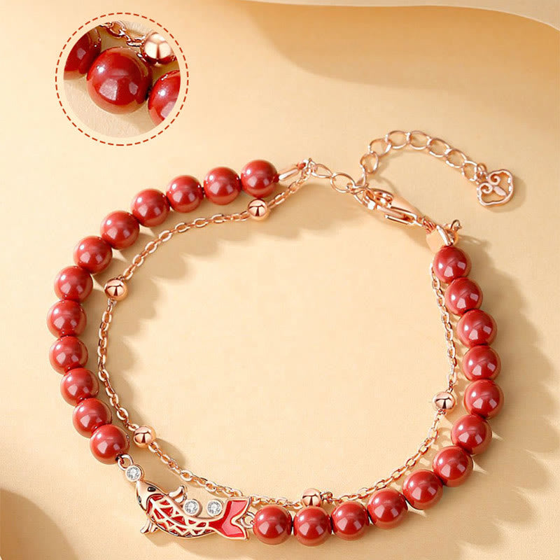 Armband 925 Silber Zinnober Koi Fisch – Glück & Wohlstand