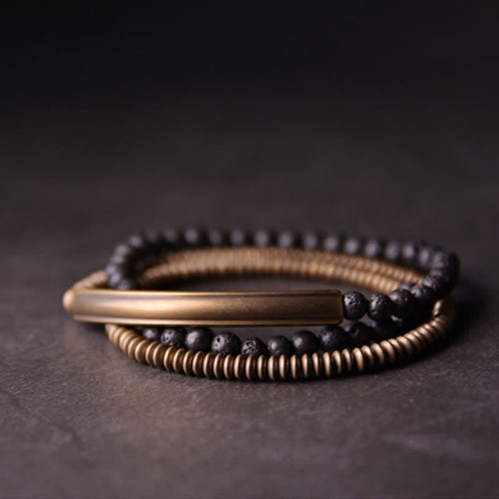 Armband Lava Rock Kupfer Schwarz Minimalistisch
