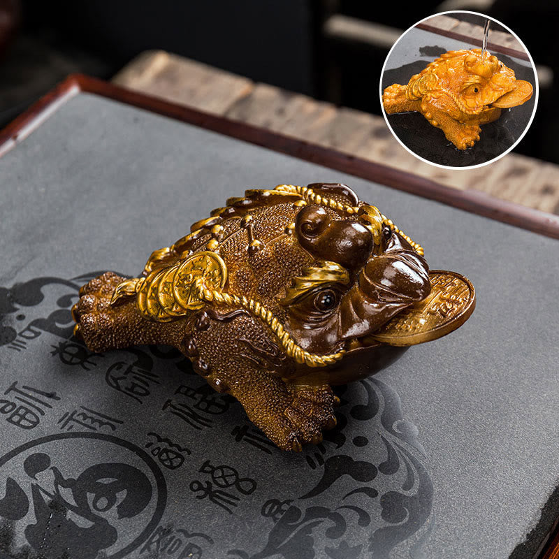Frosch Figur Feng Shui Reichtum Gold / Klein