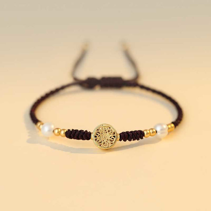 Armband Kupfer mit Perlen und goldenem Mondanhänger Glück Stärke