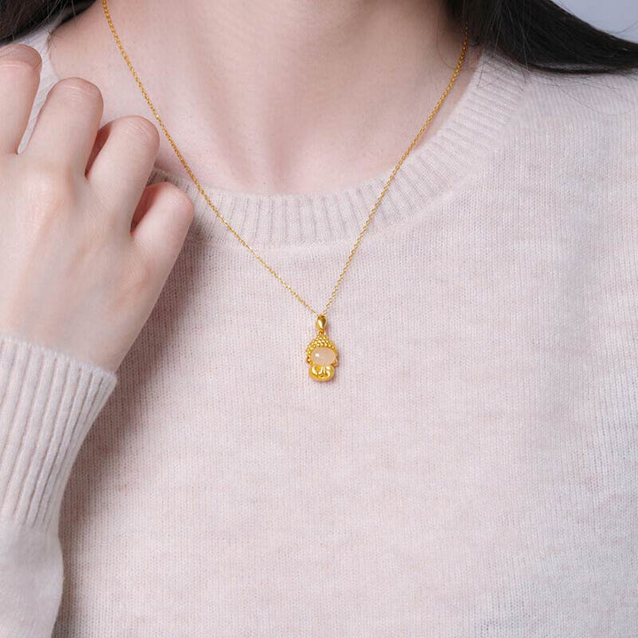 Anhänger Kette Jadeit Buddha Erfolg Gold
