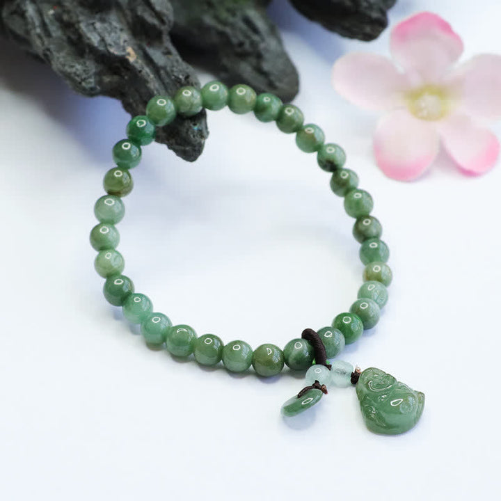 Armband Lachender Buddha Cyan Jade Heilung Glück