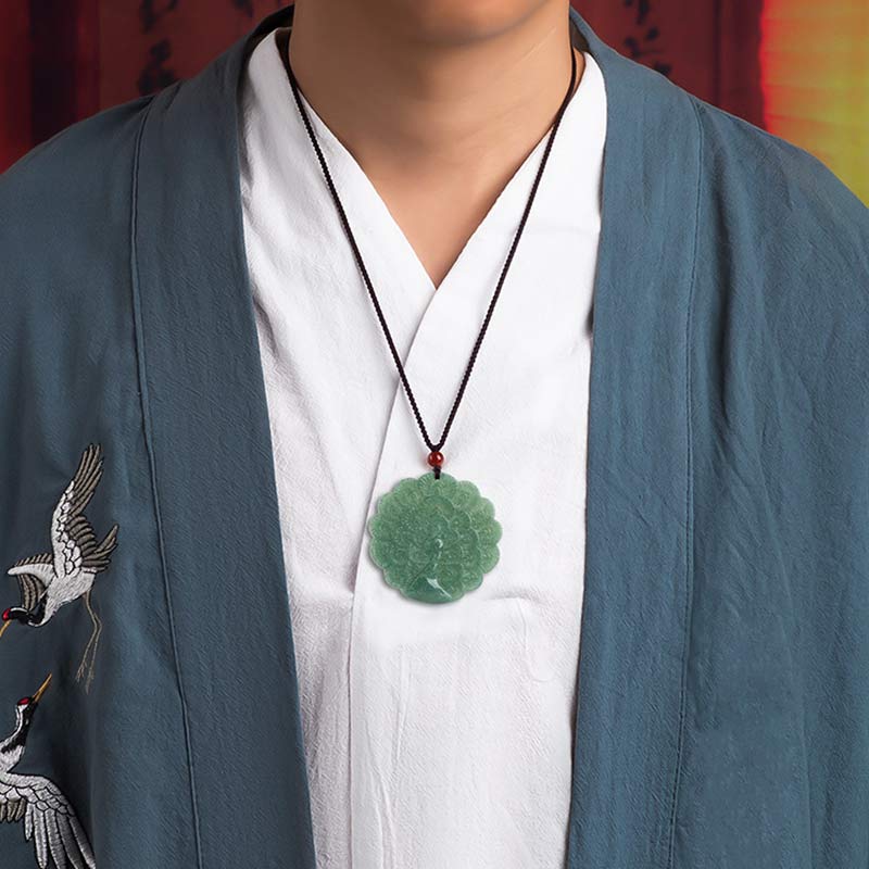 Anhänger Kette grüne Jade Lotusblüte Natur Glück