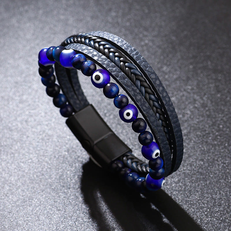 Armband Tigerauge Böses Auge – Schutz mit blauen Steinen elastisch getragen