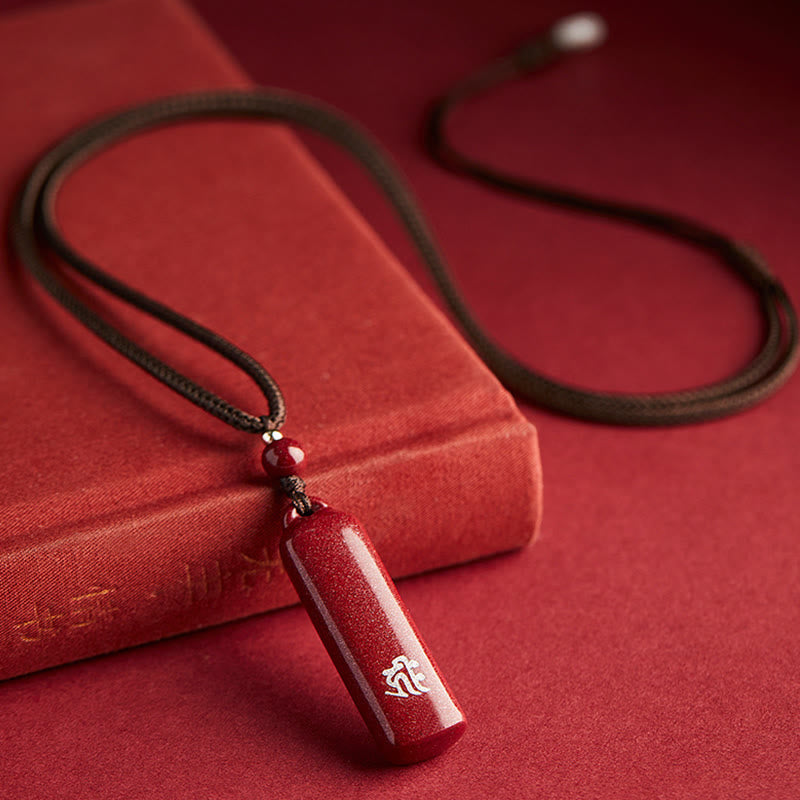 Anhänger Zinnober Geburts-Buddha Schutz Glück rote Kette Naturstein