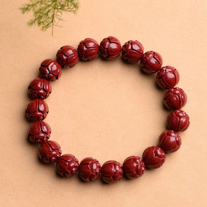 Rotes Zinnober Armband Zinnober Om Mani Padme Hum – Segen elastisch
