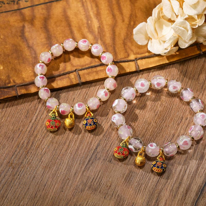 Rosenquarz Armband – Liebe & Segen mit goldenen Perlen Anhängern
